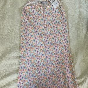 New zara dress flower print knit material long